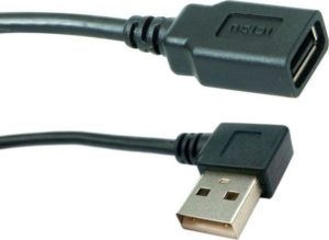 POWERTECH CAB-U018 USB 2.0 A EXTENSION CORNER CABLE MALE/FEMALE 2m BLACK POWER TECH CABU018