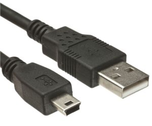USB A 2.0 Male To USB B Mini 5pin Male Cable 1.5m Black Powertech CAB-U025