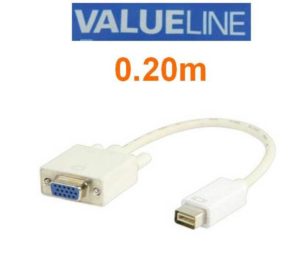 VALUELINE VLMP32650W0.20 MINI DVI MALE TO VGA FEMALE WHITE 0.2m CABLE ADAPTER