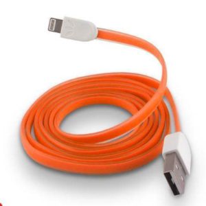 USB A FLAT CABLE CHARGER/DATA ORANGE 1m iPHONE 5/5s/5c/6/6plus & iPAD4/5/air/mini FOREVER T-0012050