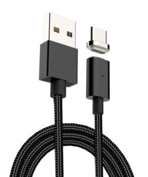 POWERTECH PT-548 MAGNETIC CHARGING CABLE USB A 2.0 MALE TO TYPE C MALE BLACK 1m QJ4-B5