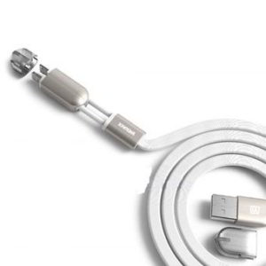 REMAX RM5-018-WHT USB A 2.0 GEMINI FLAT LIGHTNING CABLE & MICRO USB CHARGER/DATA WHITE1m iPHONE 5/5s/5c/6/6plus & iPAD4/5/air/mini CHARGING CABLE & DATA TRANSFER IOS RC-025T