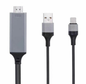 HDTV Lightning Cable To HDMI 1.4 Adapter Converter iPhone 5-6-7-8 Black 2m Καλώδιο Σύνδεσης Τηλεόρασης Μαύρο QJ4-H2