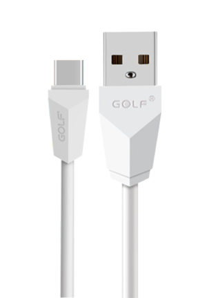 GOLF GC-27T-2-WH Diamond USB 2.0 A Cable Male To USB Type C Male White 2m Fast Charging Καλώδιο Φόρτισης Λευκό BX14 X20