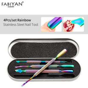 Κασετίνα με 4 εργαλεία νυχιών- Rainbow stainless steel nail