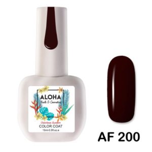 Ημιμόνιμο βερνίκι ALOHA 15ml - AF 200 / Χρώμα: Σκούρο καφέ-κόκκινο (Dark Redish Brown)