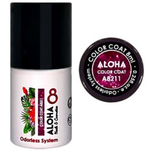 Ημιμόνιμο βερνίκι Aloha 8ml - Color Coat A8211 / Χρώμα: Dark Fuschia with payettes (Σκούρο Φούξια με παγιέτα)