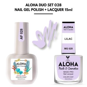 Set Απλού Βερνικιού Magic Pro + Ημιμόνιμου 15ml στο ίδιο χρώμα / ALOHA DUO MG 028 + AF 028 - Lilac