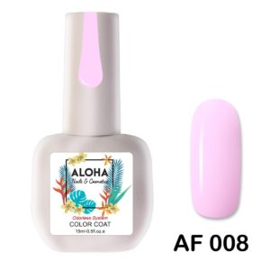 Ημιμόνιμο βερνίκι ALOHA 15ml - AF 008 / Χρώμα: Ροζ κουφετί απαλό (Soft Candy Pink)