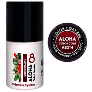 Ημιμόνιμο βερνίκι Aloha 8ml - Color Coat A8214 / Χρώμα: Dark Ruby Red Metallic with Shimmer (Σκούρο Ρουμπινί Μεταλλικό με Shimmer)