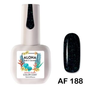 Ημιμόνιμο βερνίκι ALOHA 15ml - AF 188 / Χρώμα: Σκούρο Κυπαρισσί με Ιριδίζον Shimmer (Dark Cypress Green with Iridescent Shimmer)