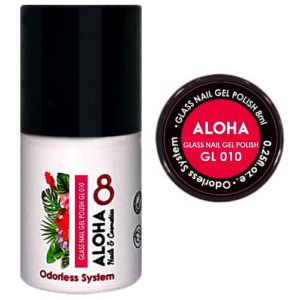 Ημιμόνιμο βερνίκι Aloha Glass Gel 8ml - Χρώμα GL 010 / Διάφανο Κόκκινο-Φουξ