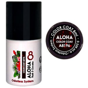 Ημιμόνιμο βερνίκι Aloha 8ml - Color Coat A8196 / Χρώμα: Dark Plum with Bordeaux glitter and payettes (Σκούρο δαμασκηνί με Μπορντώ Glitter και παγιέτα)