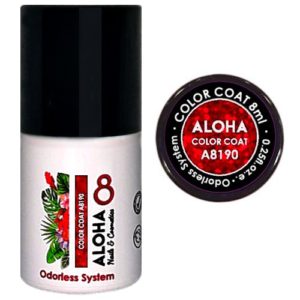 Ημιμόνιμο βερνίκι Aloha 8ml - Color Coat A8190 / Χρώμα: Red Carpet with Red Shimmer (Κόκκινο γιορτινό με κόκκινο Shimmer)