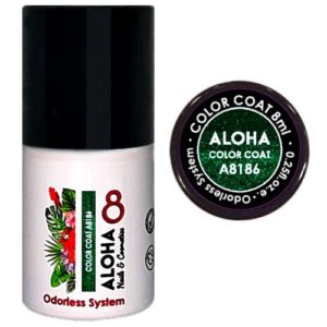 Ημιμόνιμο βερνίκι Aloha 8ml - Color Coat A8186 / Χρώμα: Metallic Green with Green Shimmer (Πράσινο Μεταλλικό με Shimmer)