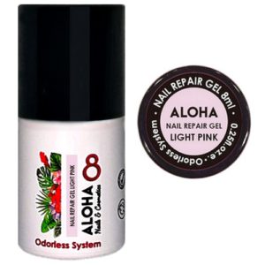 Ημιμόνιμο βερνίκι ALOHA 8ml - Nail Repair Gel / Rubber Base για θεραπεία νυχιών, ενισχυμένη με πρωτεΐνες - Χρώμα: Light Pink