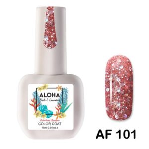 Ημιμόνιμο βερνίκι ALOHA 15ml - Χρώμα: AF 101 / Ροζ Μπρονζέ Glitter (Pink Bronze Glitter)
