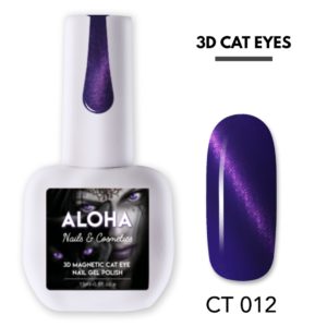 Μεταλλικά Ημιμόνιμα βερνίκια 3D Magnetic Cat Eye 15ml - Aloha Nails + Cosmetics / CT 012 - Μωβ