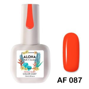 Ημιμόνιμο βερνίκι ALOHA 15ml – Color Coat AF 087 / Χρώμα: Πορτοκαλο-κόκκινο Neon (Neon Orange Red)