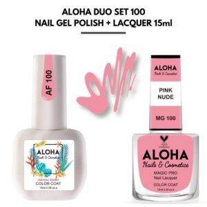 Set Απλού Βερνικιού Magic Pro + Ημιμόνιμου 15ml στο ίδιο χρώμα / ALOHA DUO MG 100 + AF 100 - Pink Nude