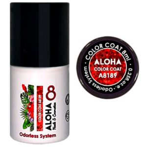 Ημιμόνιμο βερνίκι Aloha 8ml - Color Coat A8189 / Χρώμα: Flame Red Glitter Transparent (Κόκκινο φλογερό Glitter διάφανο)