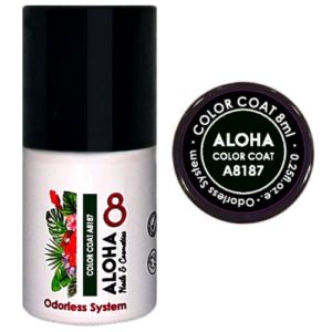 Ημιμόνιμο βερνίκι Aloha 8ml - Color Coat A8187 / Χρώμα: Dark Cypress Green (Σκούρο Κυπαρισσί)
