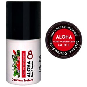 Ημιμόνιμο βερνίκι Aloha Glass Gel 8ml - Χρώμα GL 011 / Διάφανο Κόκκινο