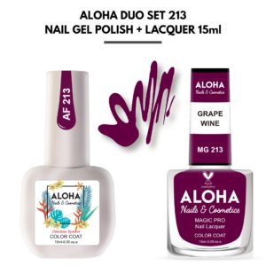 Set Απλού Βερνικιού Magic Pro + Ημιμόνιμου 15ml στο ίδιο χρώμα / ALOHA DUO MG 213 + AF 213 - Grape Wine