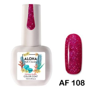 Ημιμόνιμο βερνίκι Aloha 15ml - AF 108 / Χρώμα: Ρουμπινί Glitter (Ruby Red Glitter)