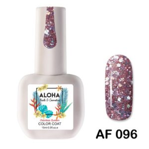 Ημιμόνιμο βερνίκι ALOHA 15ml – Color Coat AF 096 / Χρώμα: Mauve Glitter
