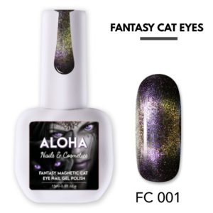 Μεταλλικά Ημιμόνιμα βερνίκια Fantasy Cat Eye 15ml - Aloha Nails + Cosmetics / FC 001 - Μωβ/Χρυσό