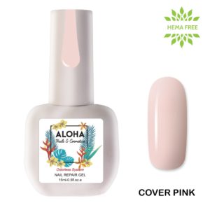 Ημιμόνιμο βερνίκι Aloha 15ml - Nail Repair Gel / Θεραπεία Ημιμόνιμου με πρωτεΐνες +amp; χρώμα - Cover Pink