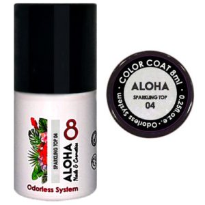 Ημιμόνιμο βερνίκι Aloha 8ml - Sparkling Top Coat No Wipe (χωρίς κολλώδη) / 04 - Violet