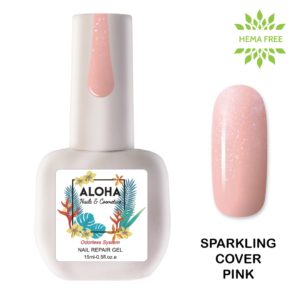 Ημιμόνιμο βερνίκι Aloha 15ml - Nail Repair Gel / Θεραπεία Ημιμόνιμου με πρωτεΐνες + χρώμα - Sparkling Cover Pink