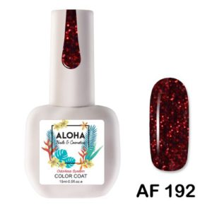 Ημιμόνιμο βερνίκι ALOHA 15ml - AF 192 / Χρώμα: Μπορντώ με Glitter (Bordeaux Glitter)
