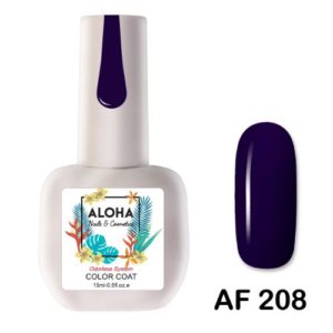 Ημιμόνιμο βερνίκι Aloha 15ml - AF 208 / Χρώμα: Σκούρο μπλε μωβ (Midnight Indigo Blue)
