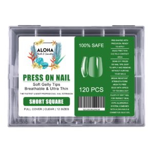 Press On Gelly Tips Clear σε Κασετίνα 120τμχ. - Short Square / ALOHA Nails + Cosmetics