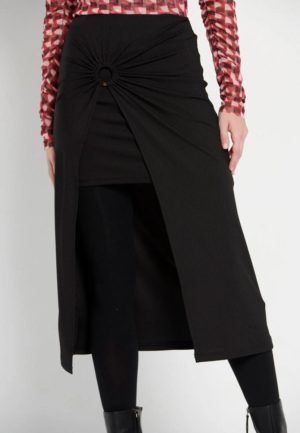 Γυναικεία φούστα Midi FUNKY BUDDHA FBL008-100-14 BLACK W 23/24