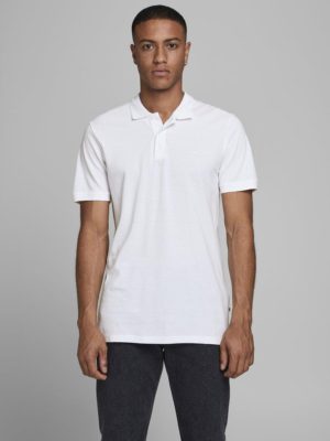 Ανδρική μπλούζα polo κοντομάνικη Slim Fit 100% Cotton JJEBASIC POLO SS JACK & JONES 12136516 White NOOS S 24