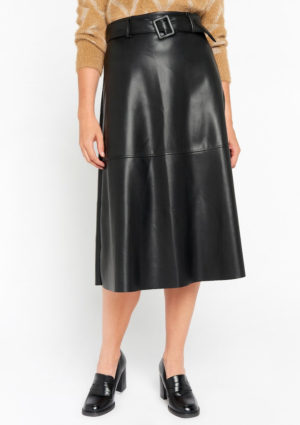 Γυναικεία φούστα Midi δερματίνη με ζώνη LOLA LIZA 07101164 BLACK W 23/24