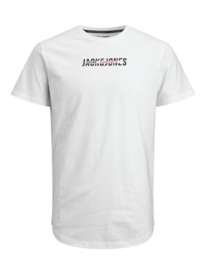 Ανδρικό t-shirt με logo JACK & JONES 12200238 ΛΕΥΚΟ