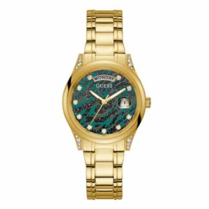 GUESS green dial gold steel bracelet GW0047L3