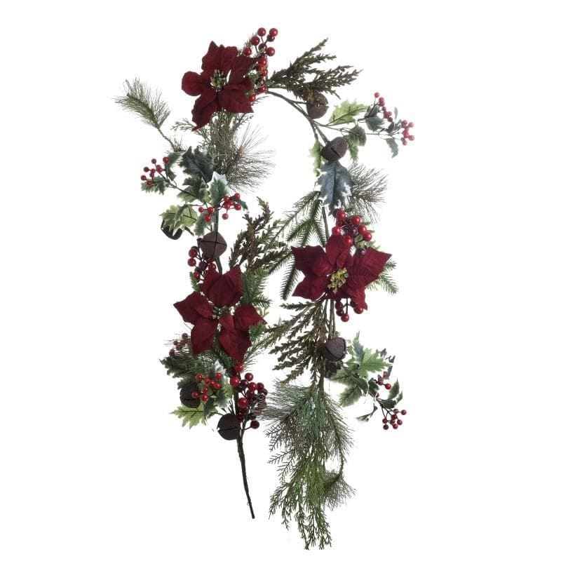 Γιρλάντα Με Λουλούδια Κόκκινη/Πράσινη Μ 150εκ Inart