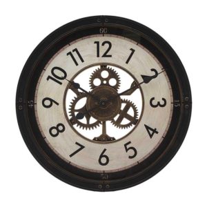 Ρολόι Τοίχου Πλαστικό Μαύρο/Εκρού Γρανάζια 50x5x50εκ
