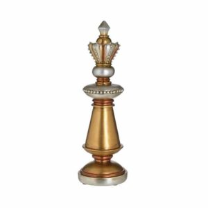 Διακοσμητικό Πιόνι Σκακιού Resin Χρυσό/Κρεμ 12x12x31εκ Inart