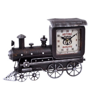 Ρολόι Επιτραπέζιο Μεταλλικό Καφέ Vintage Train 38x9x26εκ
