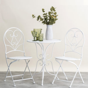 Σετ Μεταλλικό Τραπέζι Κήπου Με 2 Καρέκλες Byron Λευκό