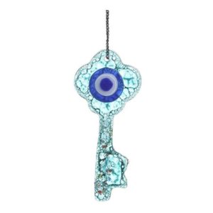 Διακοσμητικό Τοίχου Κλειδί Γυάλινο Μπλε 9x2x25/20εκ Inart