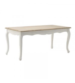 Τραπέζι ξύλινο μπεζ λευκά πόδια 180x90x78εκ