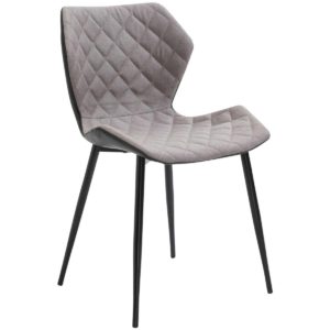 Καρέκλα DAVID Μεταλλική Μαύρη/Pu Μαύρο/Ύφασμα Cappuccino 48x51x78cm (Σετ 2 ΤΕΜ)